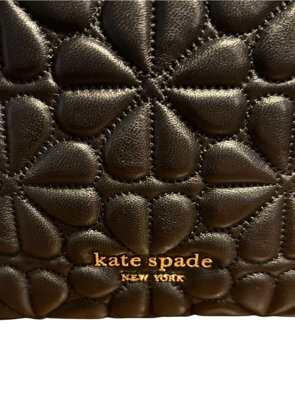 Kate Spade Bloom Medium Quilted Leather Backpack Black Drawstring Chain - Picture 2 of 11